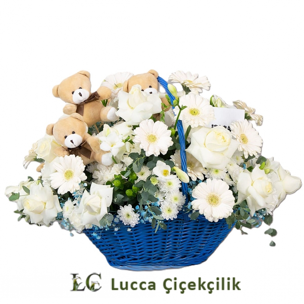 ÇİÇEK SEPETİ SEVİMLİ AYICIK