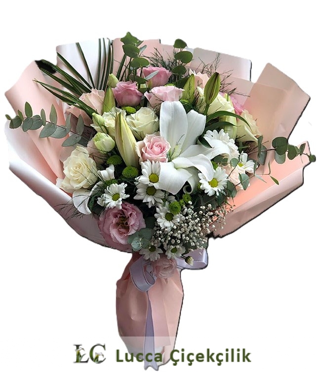 PEMBE LİLYUM BUKETİ