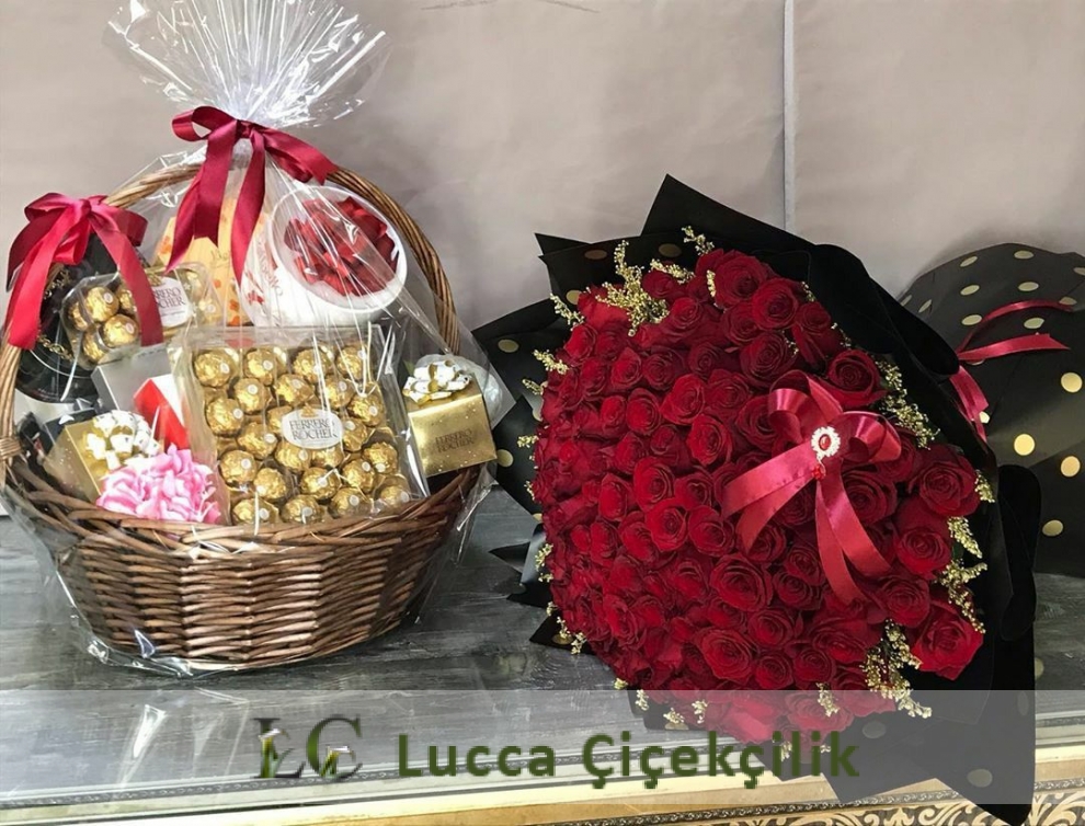 51 GÜL VE ÇİKOLATA SEPETİ