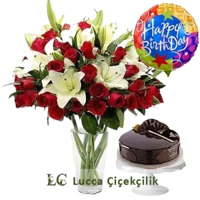 LİLYUM VE GÜL VAZOSU