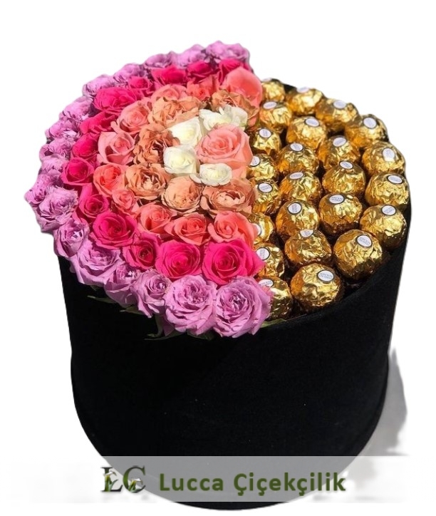 FERRARO ÇİKOLATALAR VE RENKLİ GÜL KUTUSU