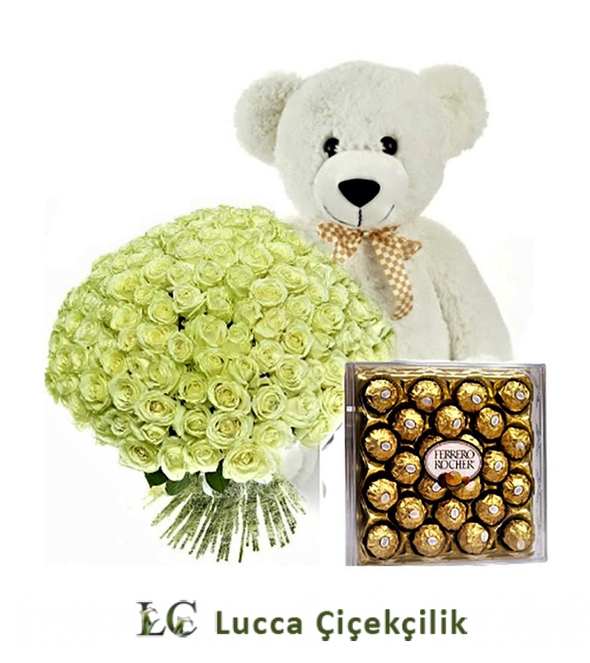 51BEYAZ GÜLLER AYICIK FERRARO ROCHER ÇİKOLATA
