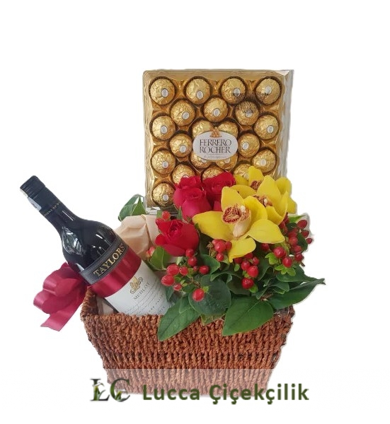 ŞARAP VE ÇİKOLATALI SEPET